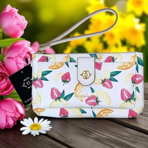 Nanette Lepore Handbags - Nanette Lepore Juicy Fruit Print Large Wristlet Wallet ID Phone Case Bag NWT
